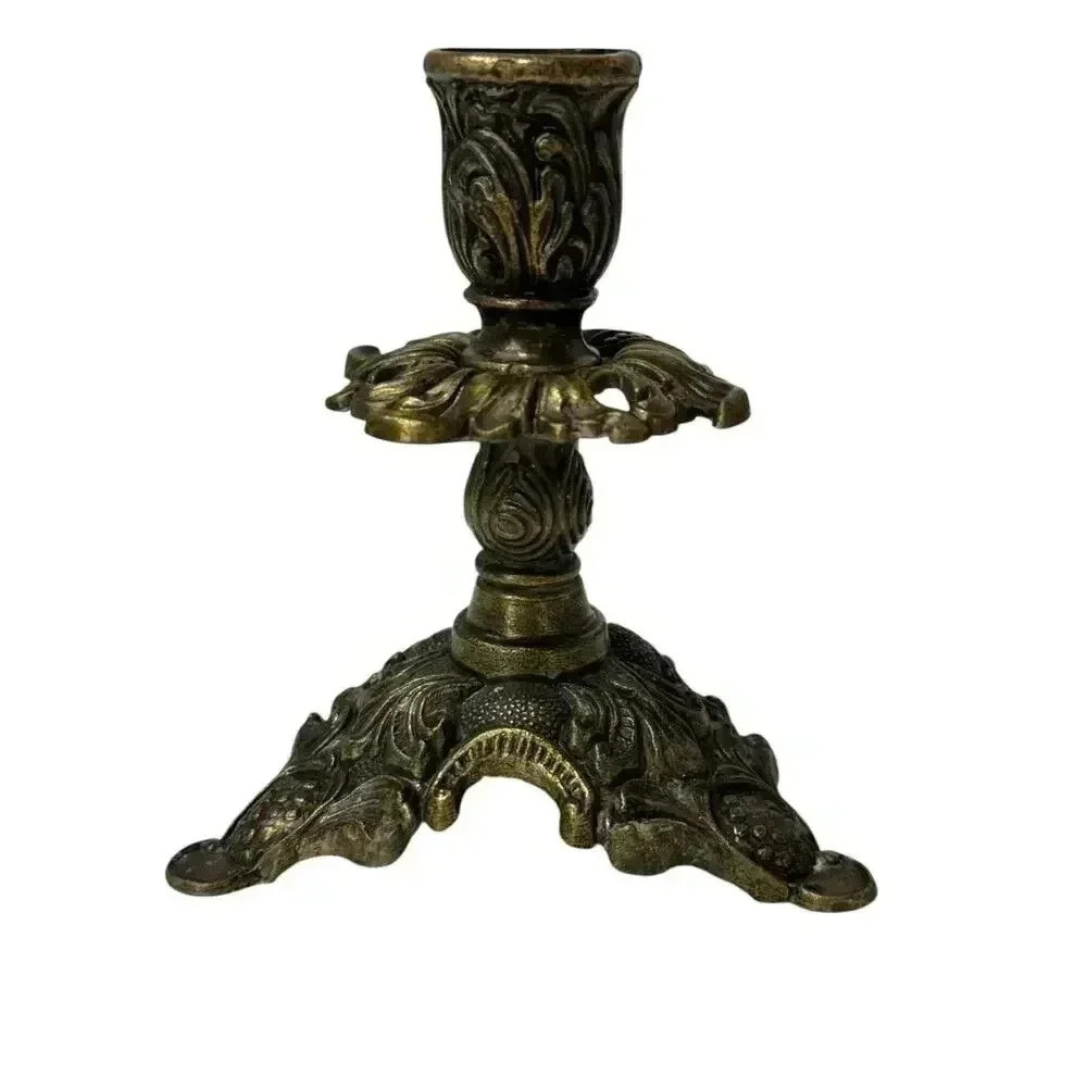 Vintage Italian Ornate Brass Candlestick Holder - Picture 2 of 10